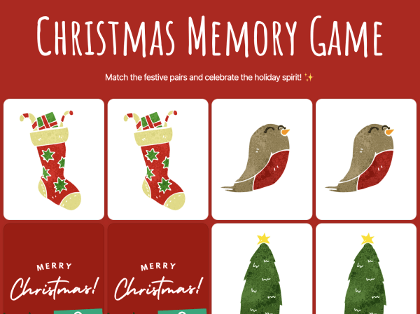 Preview for template "Рождественская игра на память (можно распечатать)"