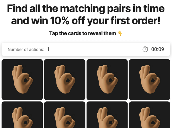 Preview for template "Temukan semua pasangan yang cocok tepat waktu dan menangkan diskon 10% untuk pemesanan pertama Anda!"