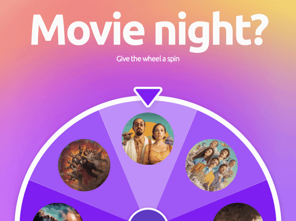 Preview for template "Spin the wheel to pick tonight’s movie"