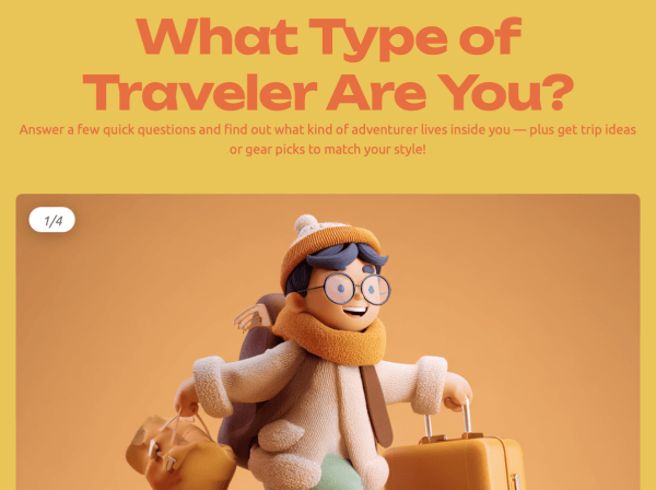 Preview for template "あなたはどんなタイプの旅行者ですか?"